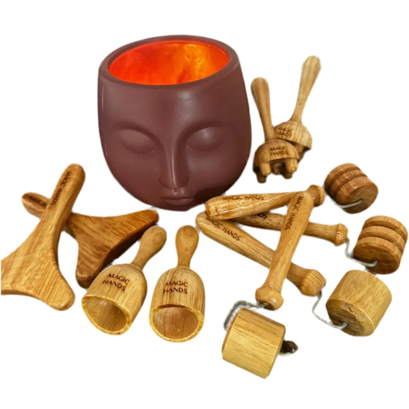 Kit Visage - 10 Outils Miniatures en Bois Naturel de Pain Rose de Colombie